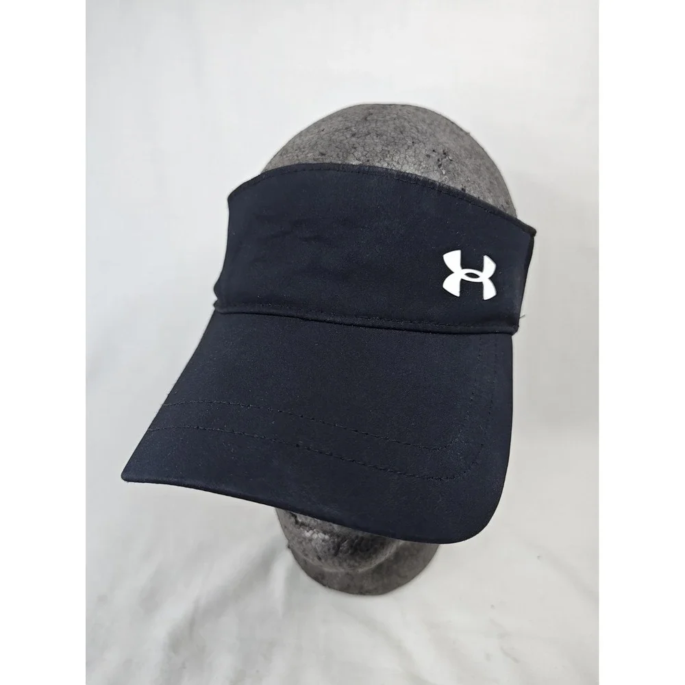 Under Armour Golf Black Visor UA Spell Out Script Logo Tennis Cap Hat OSFA Flex